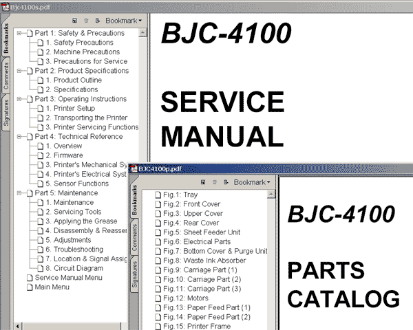 CANON BJC-4100 printer<br> Service Manual and Parts Catalog