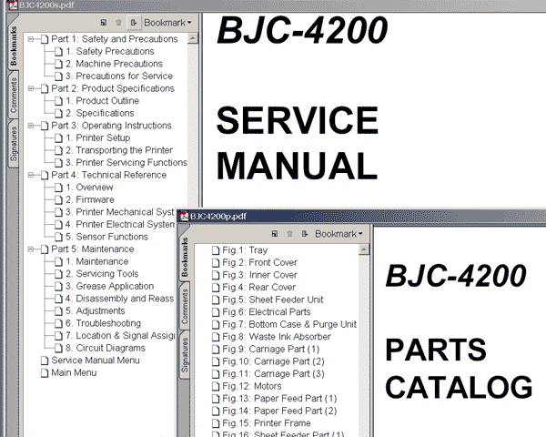 CANON BJC-4200 printer<br> Service Manual and Parts Catalog