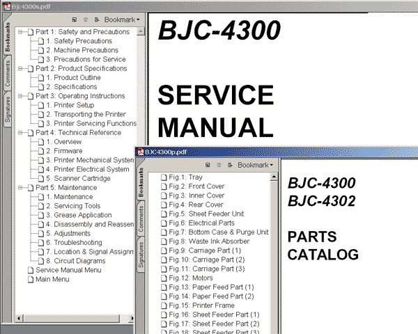 CANON BJC-4300 printer<br> Service Manual and Parts Catalog