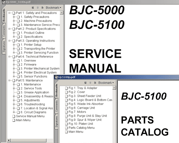 CANON BJC-5100 printer<br> Service Manual and Parts Catalog