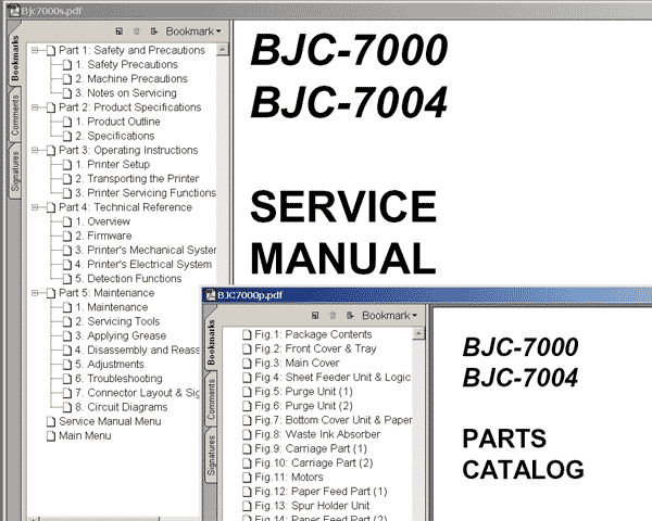 CANON BJC-7000 printer<br> Service Manual and Parts Catalog