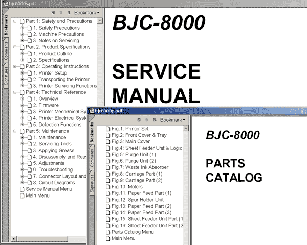 CANON BJC-8000 printer<br> Service Manual and Parts Catalog