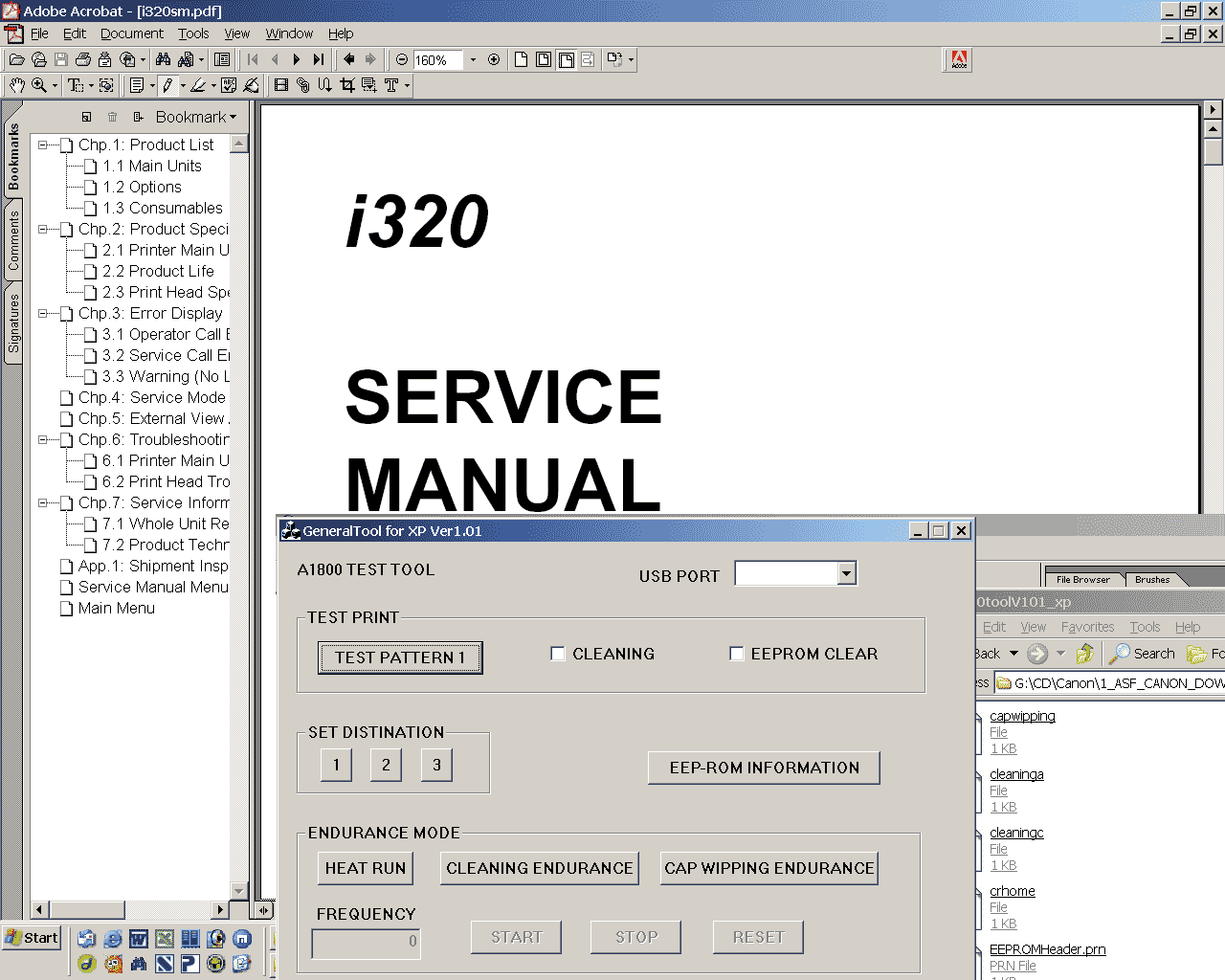 CANON i320 printer<br> Service Manual and Service Tool