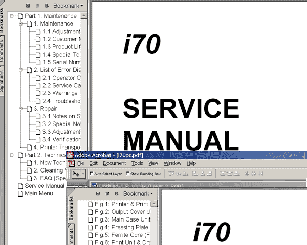 CANON i70 printer<br> Service Manual  and Parts Catalog