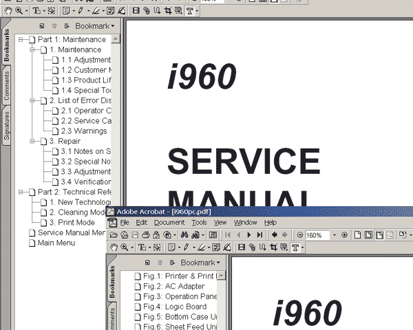 CANON i960 printers<br> Service Manual and Parts Catalog