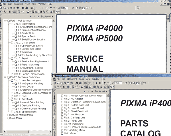 CANON iP4000 printer Service Manual and Parts Catalog