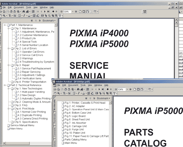 CANON iP5000 printer<br> Service Manual and Parts Catalog