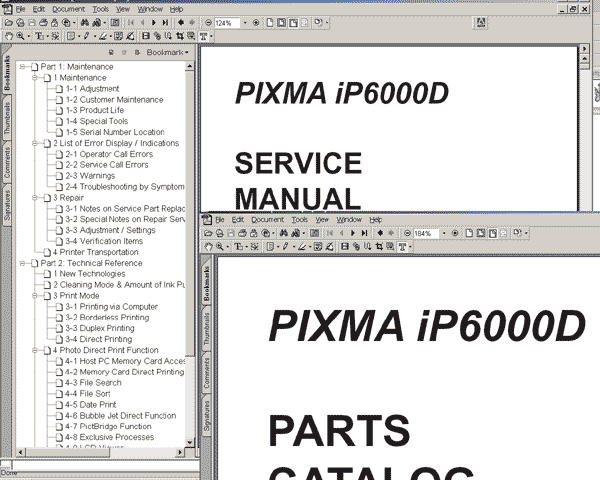CANON iP6000 printer<br> Service Manual and Parts Catalog