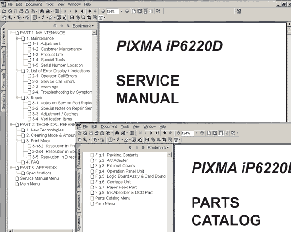 CANON iP6220D printer<br> Service Manual and Parts Catalog