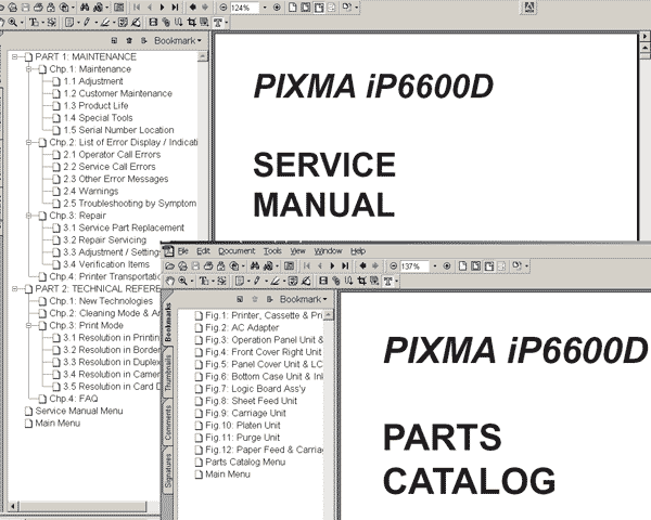 CANON iP6600 printer<br> Service Manual and Parts Catalog