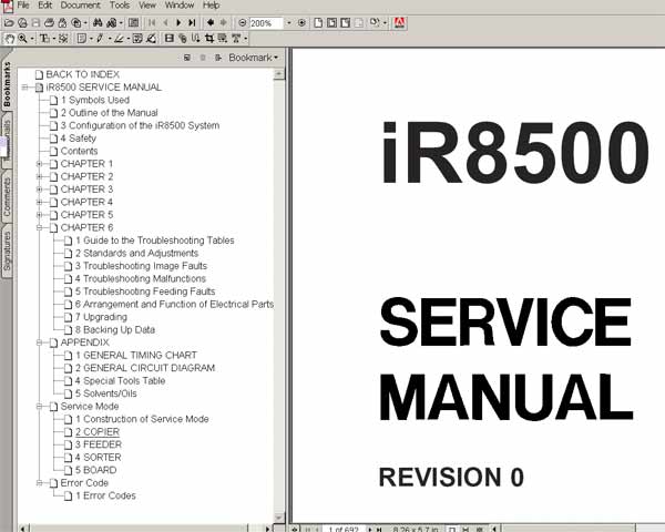 canon ir8500 codici di malfunzionamento pdf