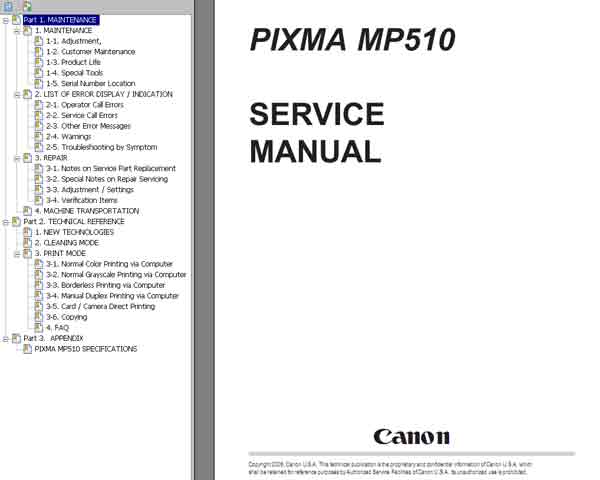 CANON MP510 Service Manual