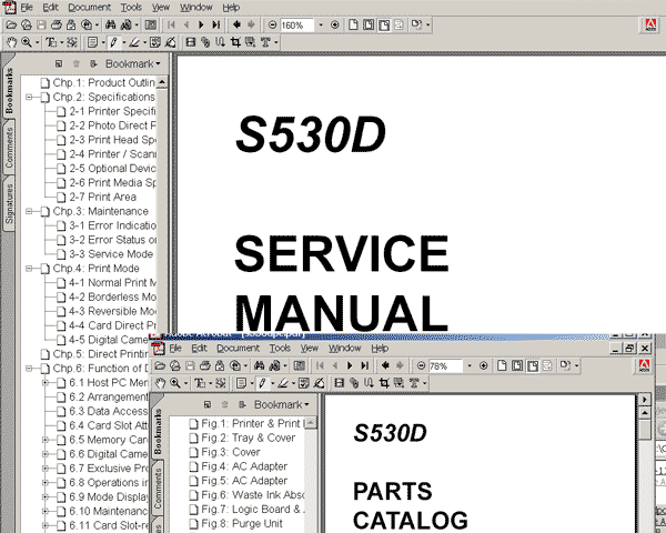 CANON S530D printer<br> Service Manual and Parts Catalog