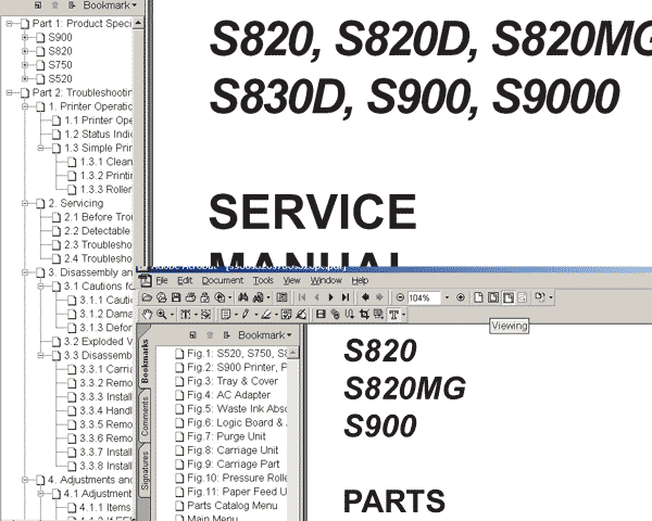 CANON S820 printer<br> Service Manual and Parts Catalog