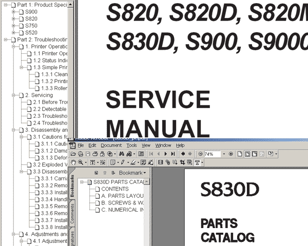 CANON S830 printer<br> Service Manual and Parts Catalog
