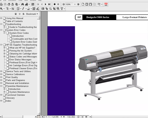 HP DesignJet 5000 Printer Service Manual and Parts List