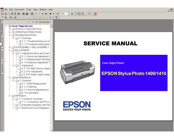 Epson R1400, R1410 printers Service Manual