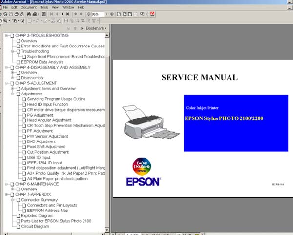Epson Stylus Photo 2100, 2200, PM4000PX Printers Service Manual Epson Stylus Photo 2100, 2200, PM4000PX Printers Service Manual