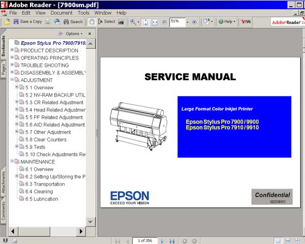 Epson Stylus Pro 7900, 7910, 9900, 9910 printers Service Manual    <font color=red>New!</font>