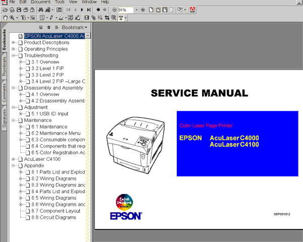 Epson AcuLaser C9000 Printer<br> Service Manual and Parts List