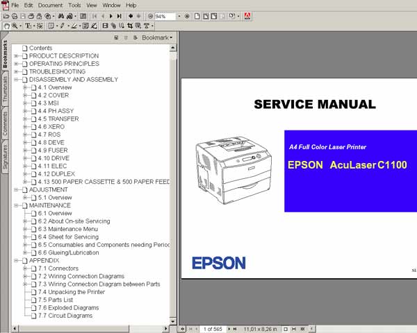 Epson Aculaser C1100 Printer Service Manual