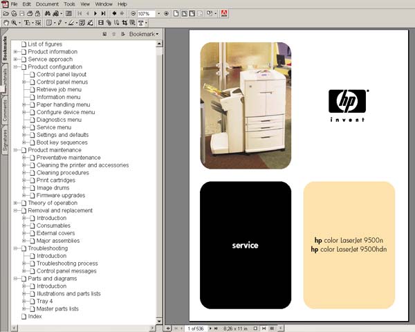 HP Color LaserJet 9500n, 9500hdn Printers <br> Service Manual, Parts and Diagrams