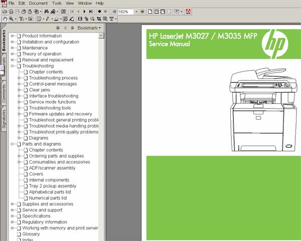 HP LaserJet M3027, M3035 Multifunction <br> Service Manual, Parts and Diagrams