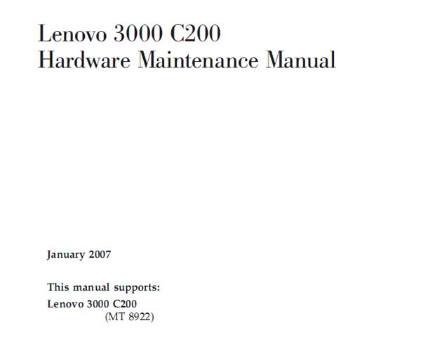 Lenovo  3000  C200 Notebook <br>Hardware Maintenance Manual  (Service Manual)