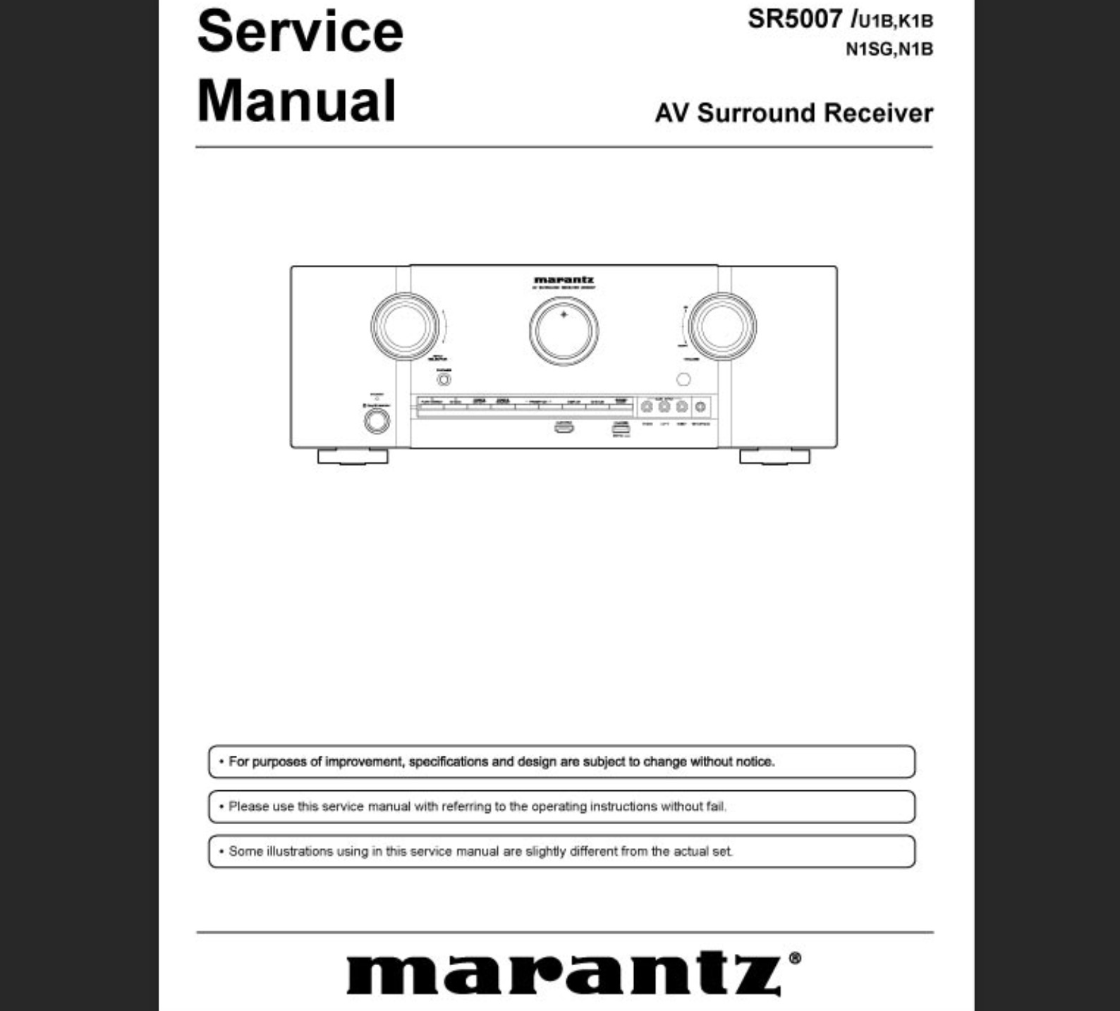 Marantz SR5007 AV Surround Receiver Service Manual, Parts List, Exploded View, Wiring and Schematic Diagram