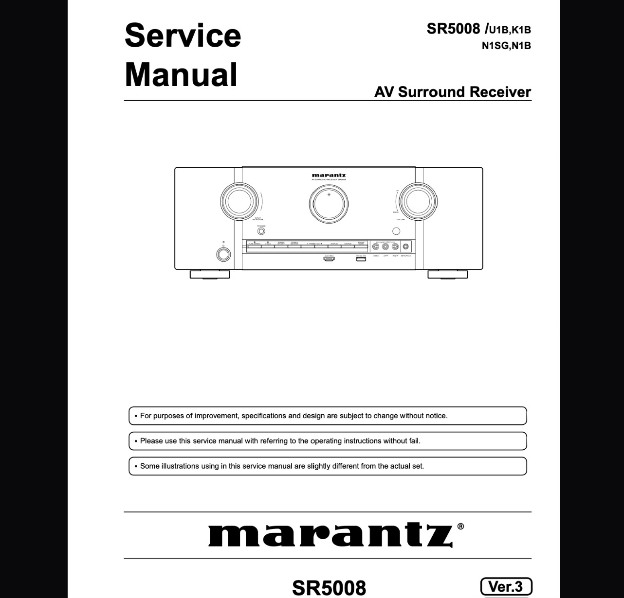 Marantz SR5008 Surround Receiver Service Manual, Parts List, Exploded View, Wiring and Schematic Diagram